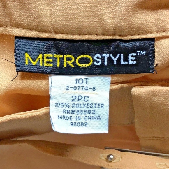 Metro Style Tan Pantsuit Set Blazer & Trousers 10T w/ Spare Button - Picture 8 of 8